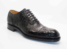 Style: 5817-1233A-Black Exclusively for C & E, this Completely Handmade, Hand Burnished Genuine Alligator lace-up oxford from the Ugo Vasare collection features Goodyear Welted construction, soft Calfskin lining, a Cap Toe, Decorative Perforations with Pinking Detail, a stitched welt and a full Leather sole! Please note: Some sizes are on Back Order. Cordovan Shoes, Shoe Horn, Shoe Tree, A Cap, Mens Fashion Suits, Goodyear Welt, Suede Shoes, New Shoes, Alligator