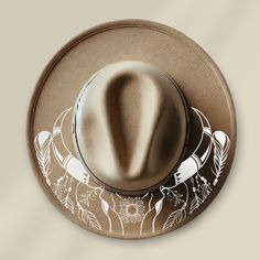 Cow Skull & Feathers Hat Stencil-Hat Stencil-Essential Stencil Burnt Hat, December 2nd, Fedora Hats, Wide Brim Fedora, Feather Hat, Hat Embroidery, Cow Skull, Stenciling, Shop Ideas