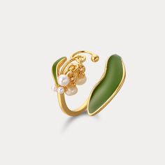 Adorn yourself with the beauty of nature with the Lily of the Valley Ring. Luxuriously crafted with Lily of the Valley enamel, this elegant piece is the epitome of sophistication and taste.  >> See   More  Lily of the Valley   Jewelry   Collection. DETAILS Materials:   18K Gold on brass, Enamel, Freshwater Size: Adjustable Weight:  2.87g Note: It will be in stock in 10-15 business days! Lily Of The Valley Jewelry, Symbol Of Happiness, Diamond Star Necklace, Star And Moon Necklace, Diamond Evil Eye, Lucky Bracelet, Evil Eye Earrings, Key Necklace, Enamel Ring