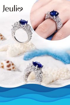 Dramatic, different and distinctive, this handcrafted sea horse ring makes any day special. Exquisite Round Jewelry For Proposals, Exquisite Jewelry For Proposals, Wedding Sapphire Rings With Stone Setting, Horse Ring, Sea Horse, Stone Settings, Quality Jewelry, Diamond White, Sterling Silver Ring