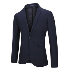 [Size Chart] [Material & Care] Polyester 70%, viscose 30% (inelastic); Dry clean only [Style & Design] High performance, stretch fabric expertly blended to maximize look, comfort and durability. Slim fit button closure suit combined classic suit culture with modern element. [Package] 1 * Blazer + 1 * Pants Stretch Business Blazer With Long Sleeves, Stretch Blazer For Business, Stretch Long Sleeve Blazer For Business, Fitted Blazer For Business Meetings, Fitted Solid Blazer For Business Meetings, Stylish Mens Suits, Pieces Men, Sophisticated Outfits, Navy Suit