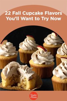 apple pie cupcakes with cinnamon buttercream are on the cover of taste of home