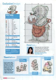 the cross stitch pattern for this teddy bear is very detailed