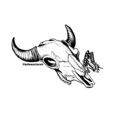 Bison Skull with Butterfly Skull Drawing Bones Art Bison Illustration Butterfly Drawing Black and White Sticker Bison Skull Drawing, Bison Skull, Buffalo Skull, Jacket Ideas, Butterfly Drawing, Skull Drawing, Sticker Vinyl, Art Stuff, Art Reference Poses