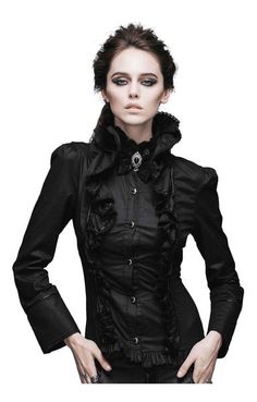 Mercy Women's Gothic Shirt Victorian Shirt, Rock Style Outfits, Stand Collar Blouse, Rock Style Clothing, Gothic Tops, Gothic Shirts, Rock Outfit, Elegant Gothic, Style Rock