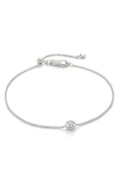 A round diamond adds just the right touch of sparkle and shine to a delicate bracelet made with recycled sterling silver. Exclusive US retailer 7 1/2" length Total diamond weight: 0.05ct. Recycled sterling silver/diamond or recycled sterling silver/18k-gold plate/diamond Imported >Diamond Guide Certified member of the Responsible Jewellery Council (RJC), which sets standards for supply chain integrity and sustainability throughout the global jewelry and watch industry This product meets Nords Bracelet In Silver, Diamond Guide, Sparkle And Shine, Monica Vinader, Recycled Sterling Silver, Supply Chain, Silver Diamonds, Delicate Bracelet, Round Diamond