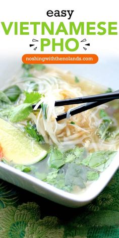 Black chop sticks pulling out noodles from a bowl of pho. Vietnamese Pho Soup Recipe, Chicken Pho Soup, Pho Soup Recipe, Asian Soup Recipes, Chicken Pho, Vietnamese Pho, Pho Recipe, Pho Soup, Crock Pots