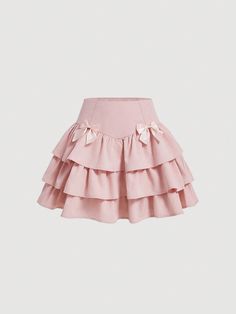 Cute Pink Skirts, Pink Skirt Short, Cute Pink Clothes, Skirt Design Ideas, Cute Pink Skirt, Bow Clothes, Pink Ruffle Skirt, Ruffled Skirts, Light Pink Skirt