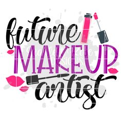 the words future make up artist are shown in black and pink letters on a white background