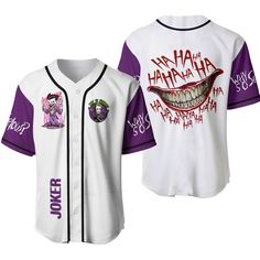 Joker Baseball Jersey, Joker Jersey Shirt Custom Baseball Jersey, Joker And Harley Quinn, Jersey Design, Baseball Jersey, Baseball Jerseys, Jersey Shirt, Mens Fashion Casual, The United States, United States