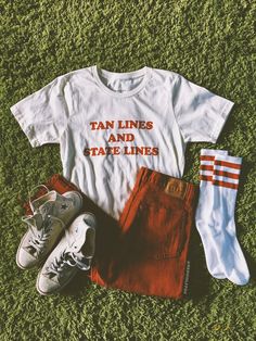 Tan Lines and State Lines Tee | REDWOLF | Vintage Inspired Jewellery & Accessories College T-shirt With Screen Print And Relaxed Fit, Red T-shirt For College Summer Events, Red T-shirt For College Summer, Red Summer T-shirt For College, School Spirit Graphic Print Relaxed Fit Shirt, School Spirit Graphic Print Relaxed Shirt, School Spirit Shirt With Graphic Print, College Graphic Print Relaxed Fit Shirt, Red Cotton Top With Lettering