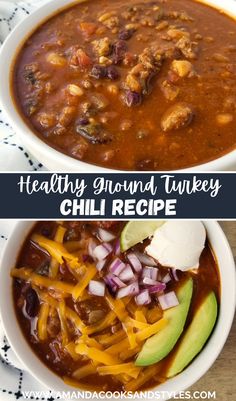 Slow Cooker Turkey Chili - This is the best chili recipe you'll ever make! Loaded with ground turkey, beans, veggies and spices cooked low and slow giving it the most amazing flavor-packed end result.