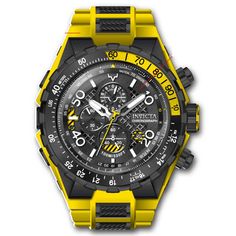 This beautiful Invicta Aviator watch contains a precise Quartz movement in addition to black case. Its face displays a black , metal dial protected by a highly resistant Flame Fusion Crystal. This timepiece is completed by a yellow, black , silicone, stainless steel, cable band and it offers water resistance of up to 100 m. Invicta Aviator has been cleared for takeoff. Ready to roll with full throttle, carrying designs honoring aeronautical graphic history, each timepiece is a delicate machine w Best Watches, Aviator Watch, Full Throttle, Best Watches For Men, Stainless Steel Cable, Invicta Watches, Short Trip, Men's Watches, Black Case