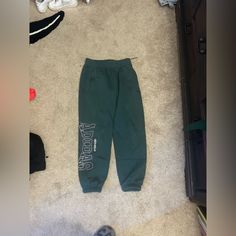 Size - Small / Never Worn Adidas Green Bottoms For Streetwear, Adidas Joggers With Pockets For Streetwear, Adidas Green Casual Bottoms, Casual Green Adidas Bottoms, Green Adidas Cotton Bottoms, Green Bottoms With Letter Print For Streetwear, Green Adidas Sporty Pants, Adidas Green Sporty Pants, Green Sporty Sweatpants With Letter Print