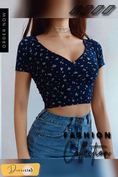 Y2k Vintage Floral Cross Crop Top T-shirt Women Cropped Slim Short Sleeve V Neck Sexy Summer Clothes Tee Shirt Femme Woman Tops