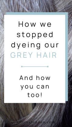 Grey hair in the background with the text How we stopped dyeing our grey hair and how you can too! How To Transition To Gray Hair, Embracing Grey Hair, Grey Hair Texture, Silver Grey Hair Dye, Grey Hair Before And After, Pepper Hair