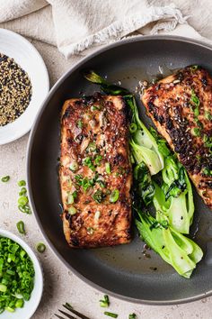 Salmon fillet topped with miso butter, scallions and sesame seeds. Honey Miso Salmon, Miso Butter Salmon With Sizzled Scallion Salsa Verde, Creamy Miso Salmon, Miso Mayo Salmon, Spicy Salmon Sushi, Oven Salmon