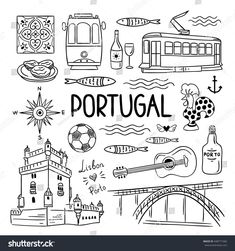 portugal hand drawn with black ink