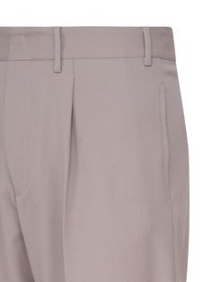 -Cuffed trousers -Side welt pockets -Zip closure -Made in Italy -Colour: TaupeComposition: 53% Polyester, 43% Virgin Wool, 4% Elastane Semi-formal Tailored Bottoms With Side Pockets, Formal Flat Front Bottoms With Side Pockets, Tailored Semi-formal Bottoms With Side Pockets, Formal Flat Front Summer Bottoms, Formal Summer Bottoms With Flat Front, Spring Bottoms With Concealed Placket And Tapered Leg, Spring Trousers With Concealed Placket, Formal Pants With Hip Pockets And Straight Hem, Elegant Flat Front Summer Bottoms