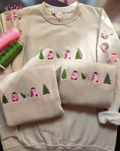 Inspired Xmas cute character. Embroidered Xmas Inspired, embroidered Sweatshirt, embroidered Hoodie Unisex size for adults. Unisex size with variable sizes from XS to 3XL. Embroidery Christmas Sweatshirt, Cute Custom Embroidery Sweatshirt For Winter, Cute Winter Sweatshirt With Custom Embroidery, Cute Embroidered Sweatshirt For Winter, Christmas Hoodies Design, Christmas Sweatshirt Ideas, Embroidery Tshirt, Embroidery Hoodie, Embroidered Christmas