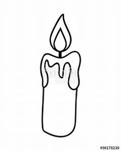 a candle that is drawn in black and white