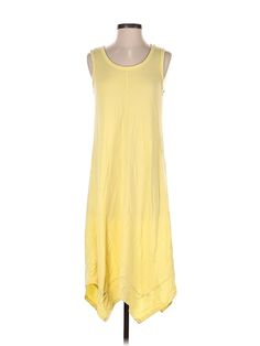 Greige Casual Dress Size: Small Yellow Dresses - used. 50% VISCOSE, 46% POLYESTER, 4% SPANDEX, DropWaist, Scoop Neck, Solid, High Low, Sleeveless | Greige Casual Dress - DropWaist: Yellow Solid Dresses - Used - Size Small Yellow Casual Dress, Forever 21 Yellow Sleeveless Dress, Yellow Dresses, Solid Dress, Drop Waist, Yellow Dress, Casual Dresses For Women, High & Low, High Low