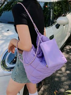 BirdinBag - Chic Chain Strap Tote Bag: Spacious with Bonus Coin Purse Purple Chain Strap Bag For Daily Use, Luxury Shoulder Travel Bag With Chain Detail, Purple Everyday Bag With Chain Strap, Shopping Tote Bag With Chain Detail, Purple Shoulder Bag With Chain Strap For Everyday, Everyday Purple Shoulder Bag With Chain Strap, Purple Shoulder Bag With Chain Strap, Preppy Bags, Inch Bag