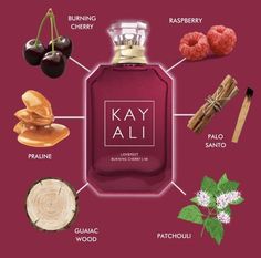 KAYALI LOVEFEST BURNING CHERRY | 48  Celebrate your love for life with this luscious, woody gourmand fragrance and awaken the free spirit within you! The enticing contrast of succulent burning cherries and raspberries accompanied by sweet caramelized praline against the smoky, earthy notes of palo santo, guaiac wood, and patchouli makes this a truly mesmerizing and euphoric fragrance.  Key Notes: Burning Cherry, Raspberry, Praline, Palo Santo, Guaiac Wood, Patchouli.   Fragrance Family: Luscious, Woody & Mesmerizing.  Top: Bergamot, Raspberry, Black Cherry.  Middle: Rose Damascena Essence, Jasmine Sambac, Heliotrope, Praline.  Dry: Palo Santo, Guaiac Wood, Patchouli Prisma, Peru Balsam, Tonka Beans Absolute, Vetiver Haiti Essence, Ambrettolide. Kay Ali Cherry, Kayali Burning Cherry Perfume, Kayali Perfume Cherry, Black Cherry Perfume, Kayali Cherry Perfume, Kayali Lovefest Burning Cherry, Kay Ali Perfume