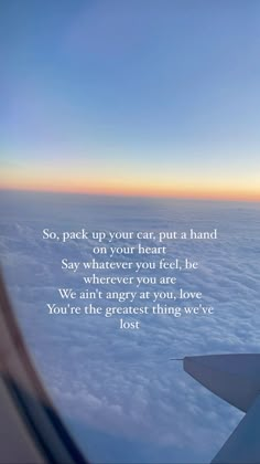 an airplane wing with the words so, pick up your seat put a hand on it