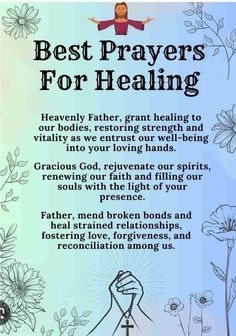 a poster with the words best prayers for healing