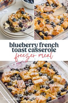 blueberry french toast casserole in a glass dish