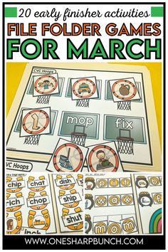 the free printable file folder games for march with pictures of different objects and words