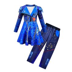 a blue outfit with stars and planets on it