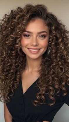 Discover a collection of stunning and trendy curly hairstyles ideas for all hair types - whether it's F a l l C u t e B a d d i e L o n g or S h o r t Perfect for the summer season these hairstyles are both easy and quick to recreate Whether you're heading back to school or want a pretty and easy short hairstyle these ideas are sure to inspire your next look Curly Hair Ombre Balayage, Hair Color For Curly Hair, Rezo Cut, Quick Curly Hairstyles, Curly Cuts, Brown Curls, Colored Curly Hair, Cut Her Hair, Beautiful Curls