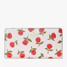 Nwt! Brand New With Tags! Kate Spade Dana Large Slim Bifold Wallet In Festive Rosettewhite With A Rose Pattern. This Wallet Makes The Perfect Gift For Anyone On Your List! Measurements 6.73" W X 3.54" H X 0.94" D Features Foil Embossed With Spade Logo Closure Type: Snap Closure Dust Bag Included: No Interior: 12 Credit Card Slots, Id Window, 4 Slip Pockets Exterior: Zip Pocket On Back Materials Saffiano Pvc Lining: Two Way Script Logo Lining Imported Birthday / Christmas / Holiday / Hanukkah / F White Wallets For Spring Gift, Spring White Wallets With Card Slots, White Wallets With Card Slots For Spring, White Kate Spade Wallets As Gift, White Rectangular Kate Spade Wallet, Spade Logo, Id Wallet, Glitter Gifts, Logo Line