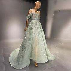 Mint Mirage: Dubai Elegance Off-Shoulder Engagement Gown Engagement Dress For Women, Green Dress Gown, Evening Dresses Short Parties, Dubai Evening, Engagement Gown, Off Shoulder Evening Dress, Green Evening Dress, Crystal Dress, Engagement Dress