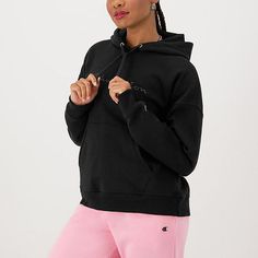 This Champion Powerblend women's hoodie will be a go-to for your active or off-duty style needs. Designed for easy care from a soft cotton blend, this hooded pullover has a comfy loose fit, a logo graphic and a kangaroo pocket on the front. Wear it with jogger pants. Features: Easy CareFit: Loose FitNeckline: Hooded NeckPockets: 1 Front Kangaroo PocketSleeve Length: Long SleeveSleeve Style: Cuffed SleeveApparel Length: 24.75 InchesFiber Content: 50% Polyester, 50% CottonFabric Description: Wove… Hooded Pullover, Off Duty, Jogger Pants, Long Sleeve Hoodie, Hoodies Womens, Women Long Sleeve, Loose Fitting, Cotton Blend, Long Sleeve