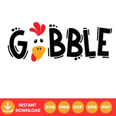 the word gobble with an image of a chicken