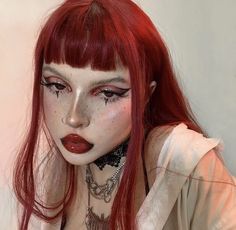 Alt Makeup Eyeliner, Devil Makeup, Mekap Mata, 20 Makeup, Drag Make-up, Punk Makeup, Red Wig