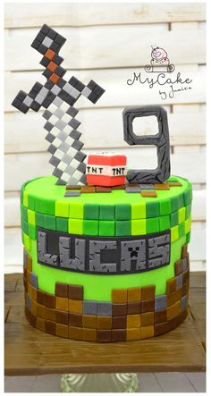 a cake made to look like an old school video game