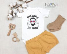 Funny 4th of July Onesie®, Baby Onesie®, Independence Day, Fourth of July Onesie®, Baby Shower Gift, Baby Boy Outfit, 4th Of July Baby Fire Truck Shirt, Baby Announcement Onesie, Funny Toddler Shirt, Bodysuit White, Truck Shirts, Baby Reveal