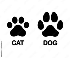 the cat and dog paw prints are black on white background royalty illustration stock images, logo design