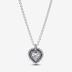 Express the depth of your love with the Sparkling Heart Halo Pendant Necklace. This elegant sterling silver necklace features a heart-shaped cubic zirconia stone sparkling at its centre. A double halo set at different levels around the stone adds a sense of depth and dimension. The heart pendant is not detachable and slides freely along the chain, which is adjustable to three lengths. Pair it with the matching Sparkling Heart Halo Stud Earrings to create an elevated and modern look. - Pandora Sp Heart Halo, Pear Halo, Pandora Necklace, Halo Stud Earrings, Halo Necklace, Halo Earrings Studs, Halo Setting, Halo Pendant, Double Halo