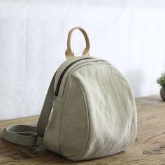 Casual Everyday Backpack With Mobile Phone Bag, Casual Backpack With Mobile Phone Bag For On-the-go, Beige Backpack With Phone Pocket For Daily Use, Tas Denim, Pola Topi, Beige Backpacks, Linen Handbags, Small Backpack Purse, Convertible Backpack Purse