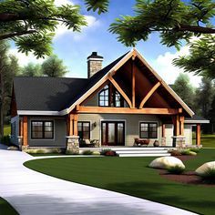 Long House Design Ideas, Ranch House Architecture, Beautiful Ranch Style Homes, Exterior Ranch Style Homes, Interior Ranch Style Homes, Modern Ranch Home Exterior, Ranch Cottage Style Homes, Ranch Lake House, Ranch Style Homes Exterior