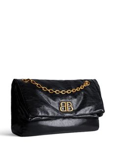 Balenciaga Medium Monaco Padded Shoulder Bag - Farfetch Dream Bags, Balenciaga Women, Balenciaga Logo, Chain Strap Bag, Balenciaga Black, Balenciaga Bag, Louis Vuitton Shoulder Bag, Trainer Boots, Boots Knee