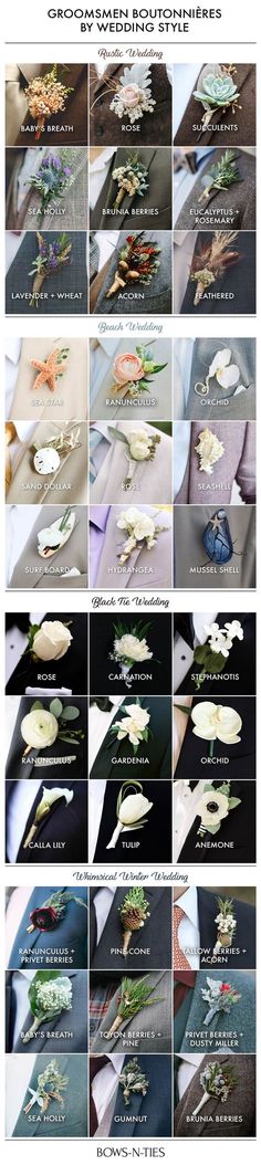 many different types of flowers are shown in this photo collage, with the names and colors