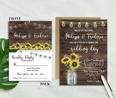 sunflowers and mason jars are the perfect wedding stationery