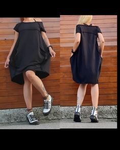 "Pockets Cotton Dress, Black Tunic Dress, Extravagant Loose Cotton Dress, Grunge Dress, Black Maxi Dress, Oversize Dress, Avant Garde Dress, Blouson Dress ❤️ Extravagant designs and high quality fabrics! ❤️ Materials & Care Cotton Hand wash at low temperatures. Do not machine dry. Do not iron. Do not dry clean! ❤️ Sizing We can make your piece from XS to 5XL! Everything in the shop can be also made according to your measures free of charge! ❤️ Shipping ✈ Ready to ship The time I need to prep Black Oversized Midi Dress With Short Sleeves, Black Oversized Lagenlook Dress, Black Oversized Short Sleeve Dress, Oversized Black Short Sleeve Dress, Black Midi Lagenlook Dress, Black Lagenlook Midi Dress For Summer, Black Knee-length Lagenlook Dress, Avant Garde Dress, Dress Extravagant