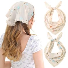 Hair Bandanas, Head Kerchief, Hair Bandana, Pink Flower Hair, Hair Scarves, Ladies Head Scarf, Small Hair Clips, Women Flower, Bandana Hairstyles